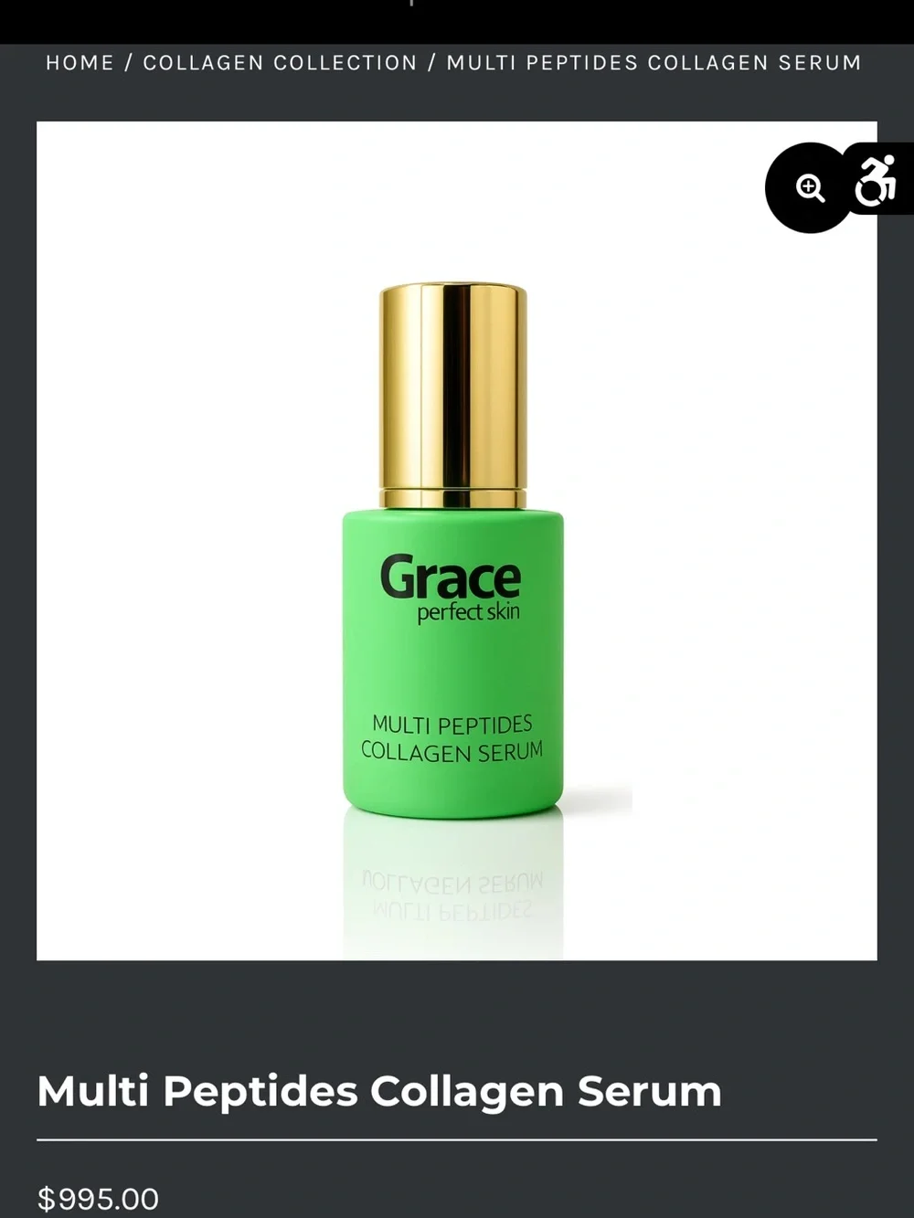 Grace Bright Green Collagen Serum with Gold Cap